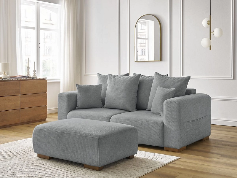 Divano 2 posti con pouf BOBOCHIC SIDONIE