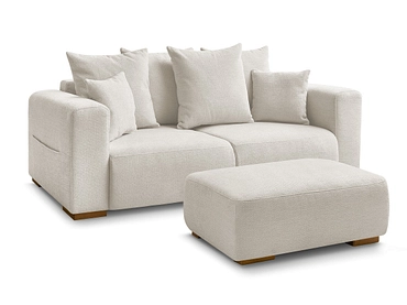 Canapé 2 places avec pouf BOBOCHIC SIDONIE