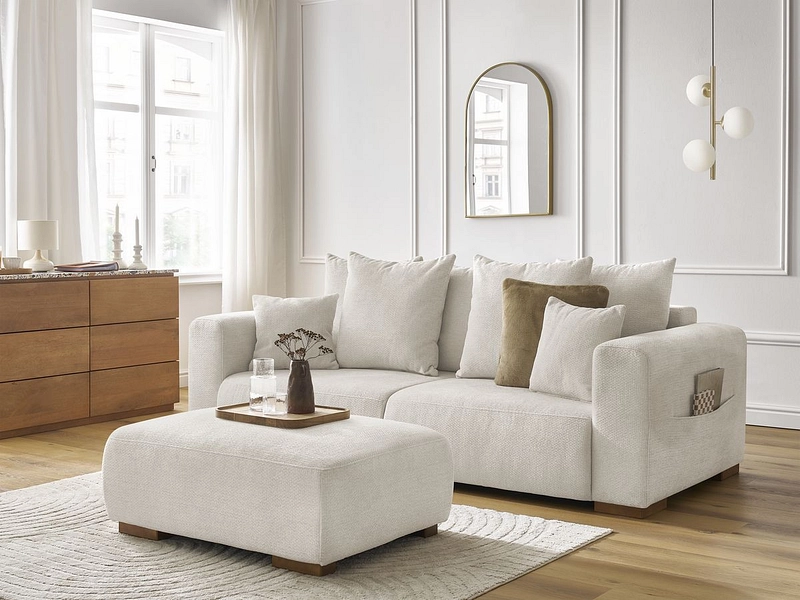 Canapé 3 places avec pouf BOBOCHIC SIDONIE