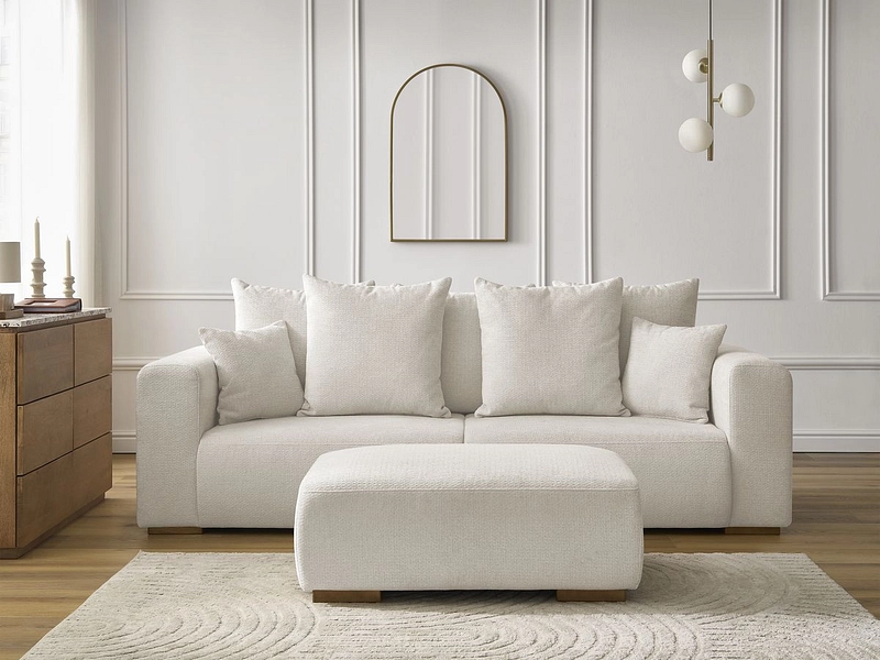 Canapé 3 places avec pouf BOBOCHIC SIDONIE