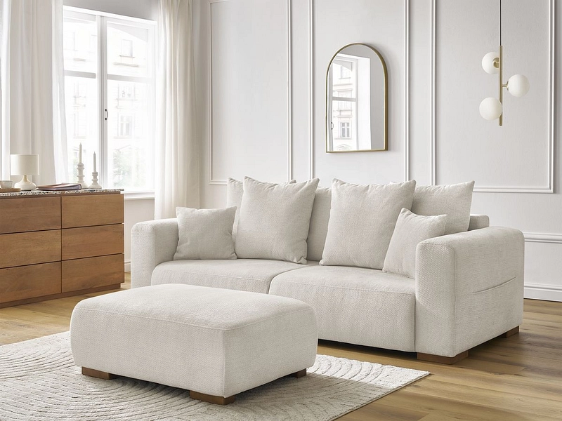 Canapé 3 places avec pouf BOBOCHIC SIDONIE