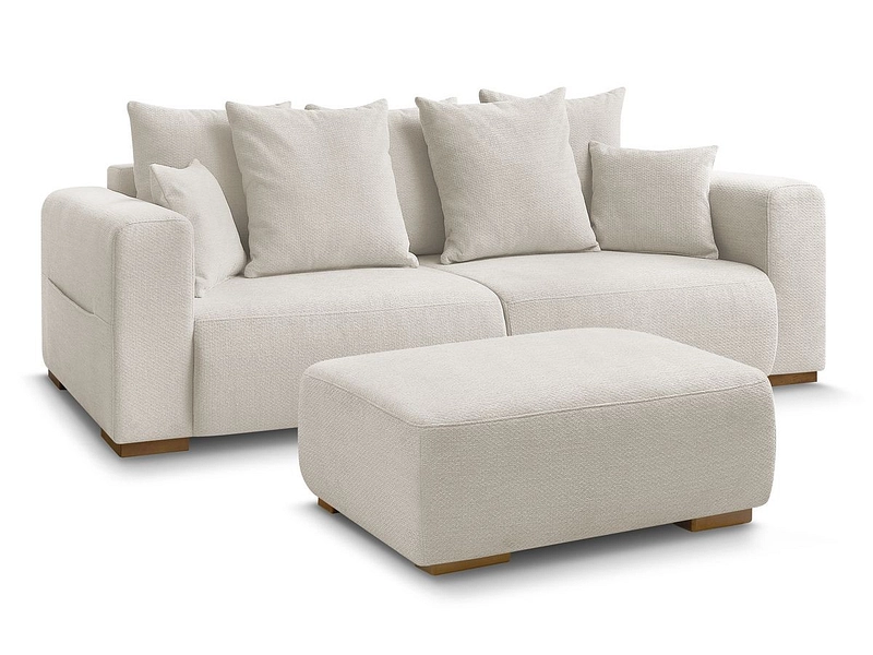 Canapé 3 places avec pouf BOBOCHIC SIDONIE