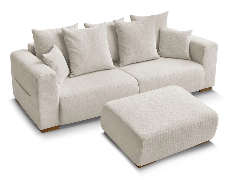 Canapé 3 places avec pouf BOBOCHIC SIDONIE