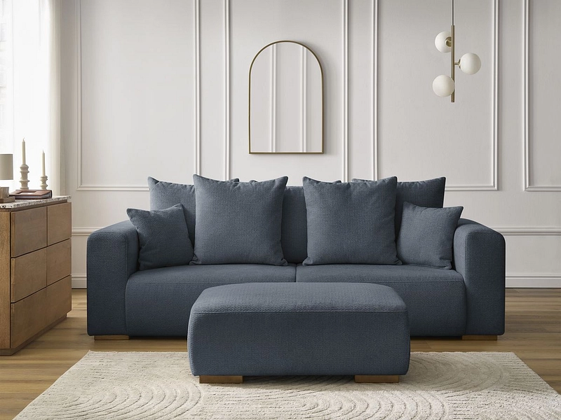 Canapé 3 places avec pouf BOBOCHIC SIDONIE