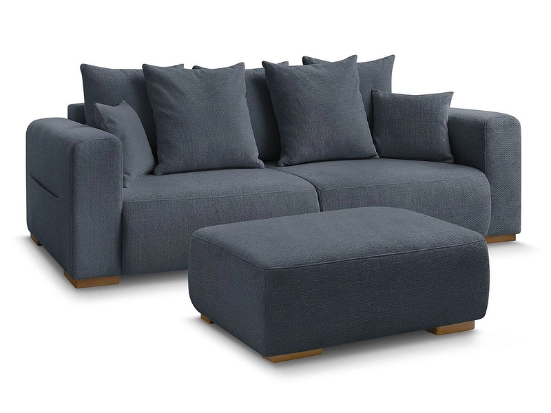 Canapé 3 places avec pouf BOBOCHIC SIDONIE