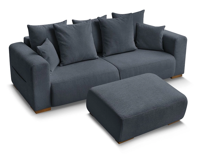 Canapé 3 places avec pouf BOBOCHIC SIDONIE