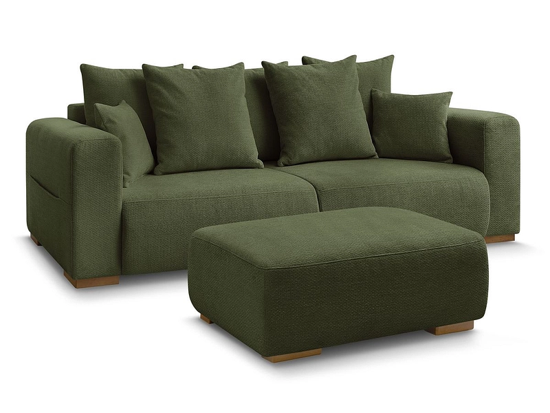 Canapé 3 places avec pouf BOBOCHIC SIDONIE