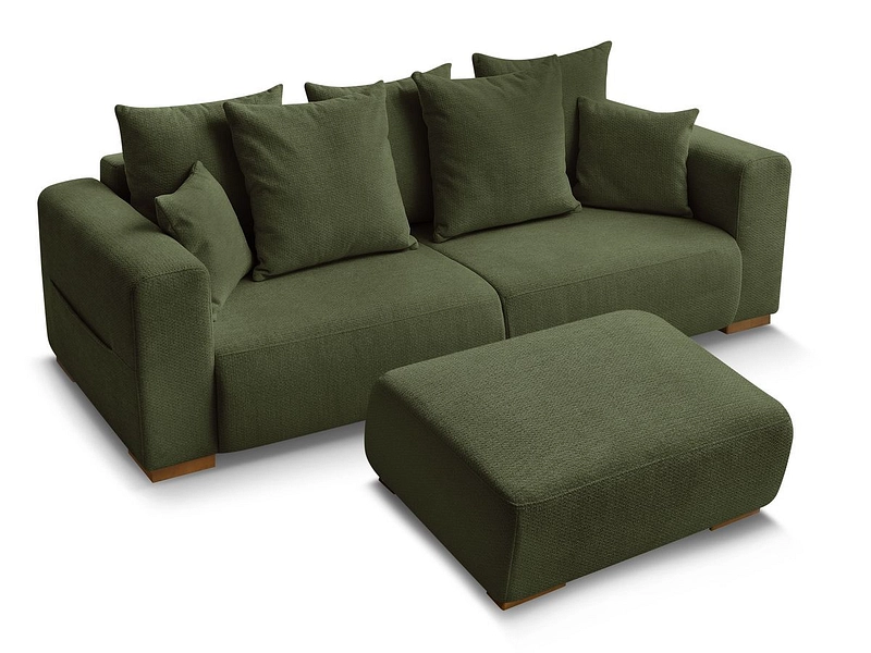 Canapé 3 places avec pouf BOBOCHIC SIDONIE