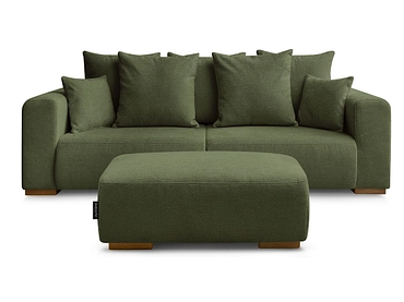 Canapé 3 places avec pouf BOBOCHIC SIDONIE