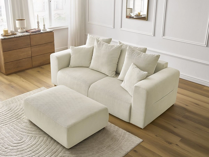 Divano 2 posti con pouf BOBOCHIC SIDONIE