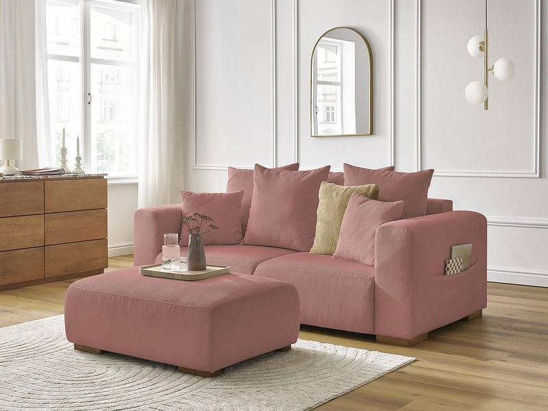 Divano 2 posti con pouf BOBOCHIC SIDONIE