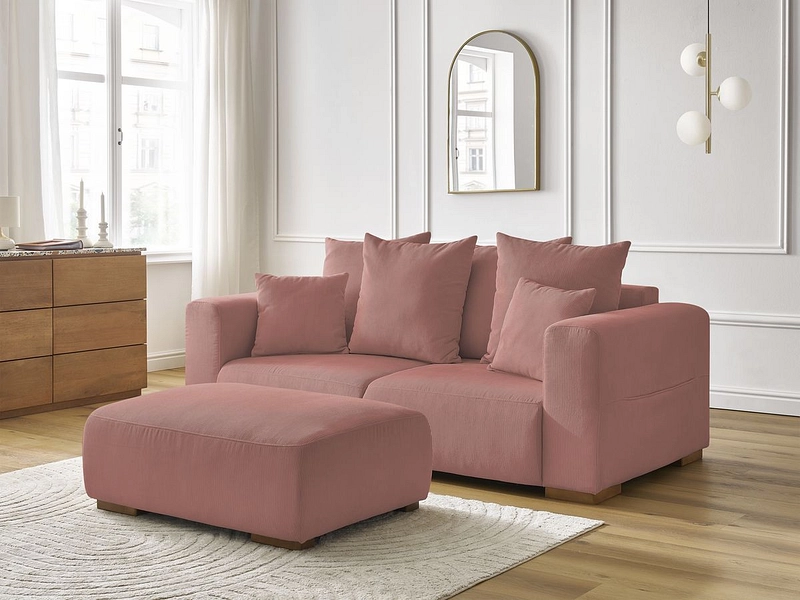 Divano 2 posti con pouf BOBOCHIC SIDONIE