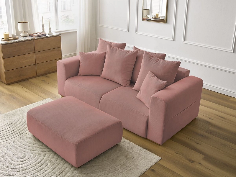 Divano 2 posti con pouf BOBOCHIC SIDONIE
