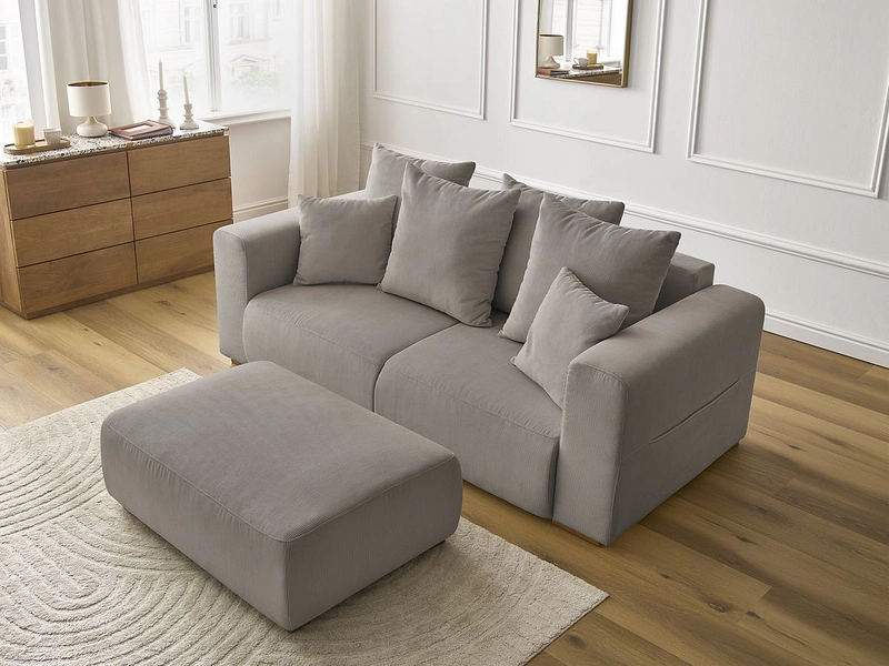 Divano 2 posti con pouf BOBOCHIC SIDONIE