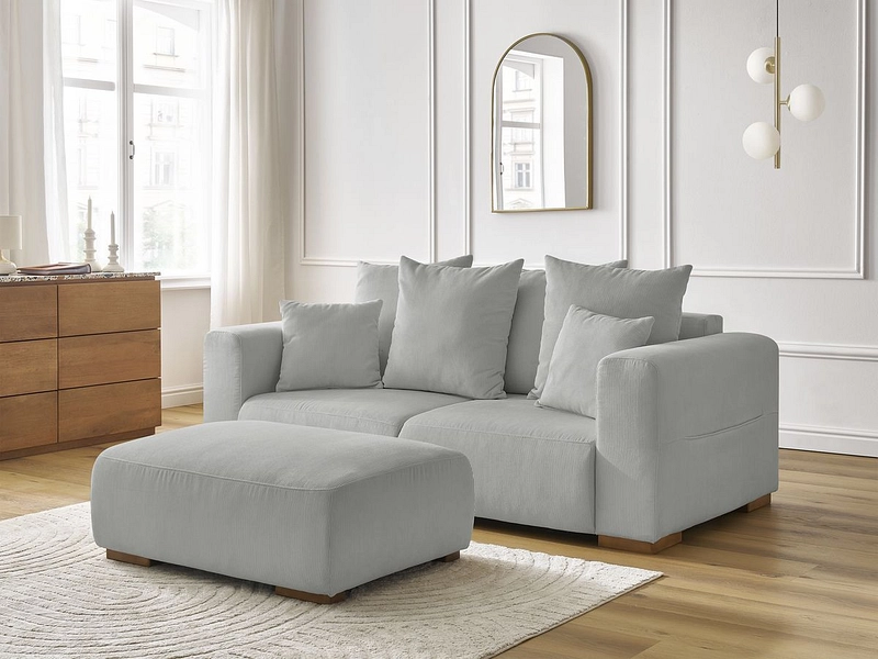 Divano 2 posti con pouf BOBOCHIC SIDONIE