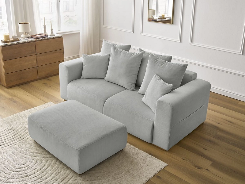 Divano 2 posti con pouf BOBOCHIC SIDONIE