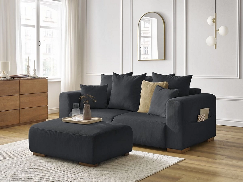 Divano 2 posti con pouf BOBOCHIC SIDONIE