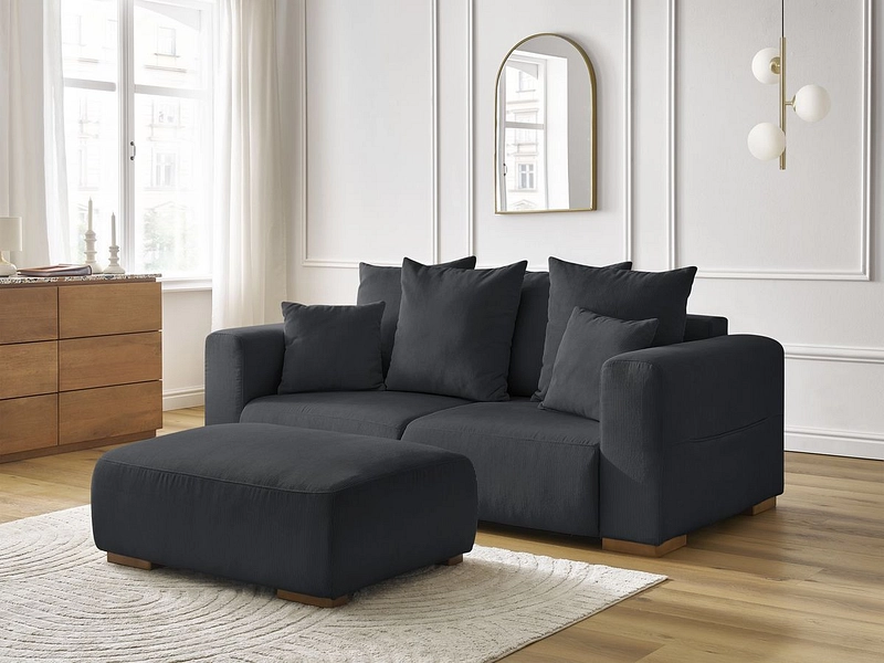 Divano 2 posti con pouf BOBOCHIC SIDONIE