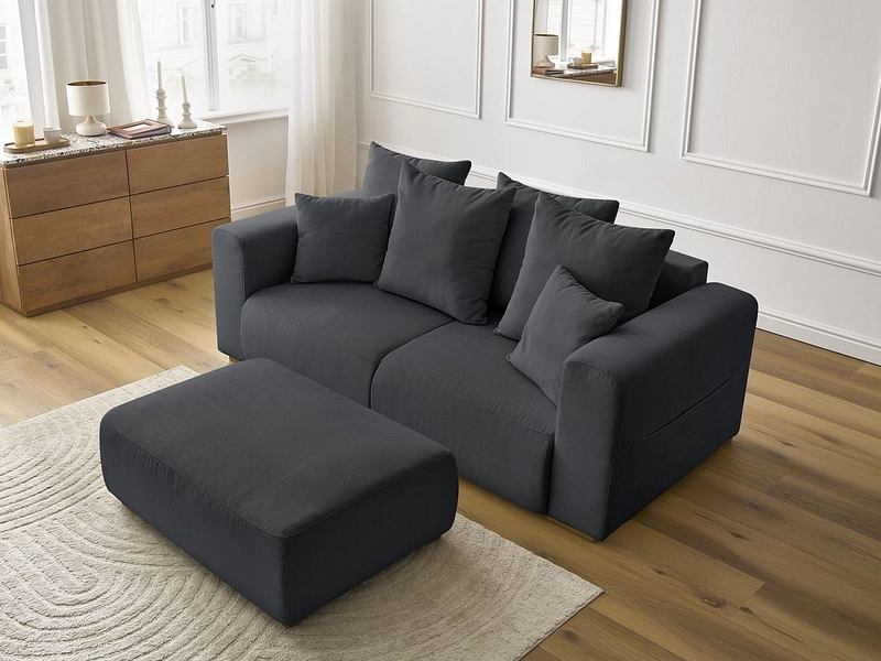 Divano 2 posti con pouf BOBOCHIC SIDONIE