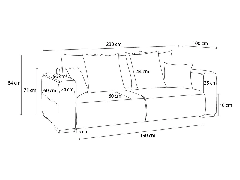 3er Sofa BOBOCHIC SIDONIE