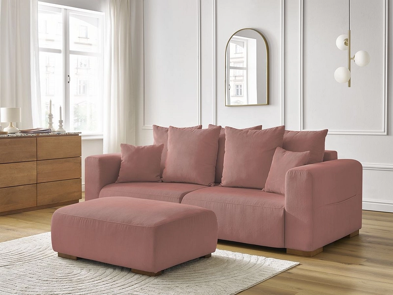 Canapé 3 places avec pouf BOBOCHIC SIDONIE