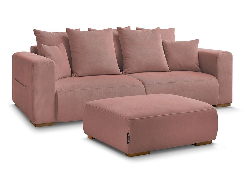 Canapé 3 places avec pouf BOBOCHIC SIDONIE