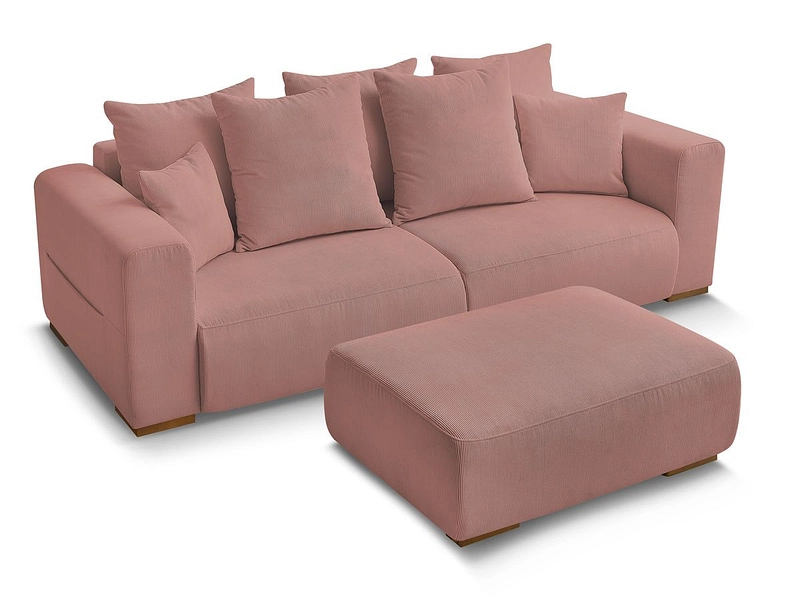 Canapé 3 places avec pouf BOBOCHIC SIDONIE