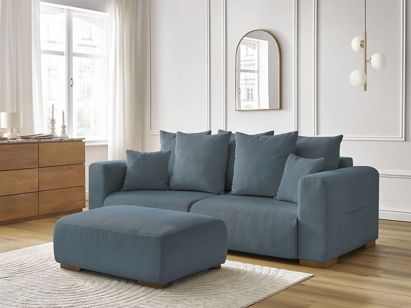 Canapé 3 places avec pouf BOBOCHIC SIDONIE