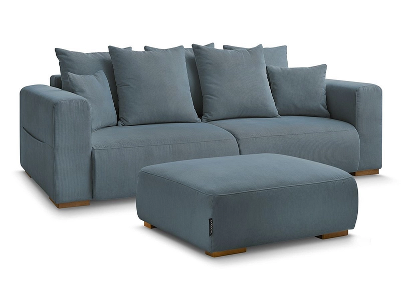 Canapé 3 places avec pouf BOBOCHIC SIDONIE