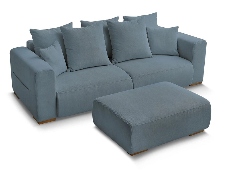 Canapé 3 places avec pouf BOBOCHIC SIDONIE