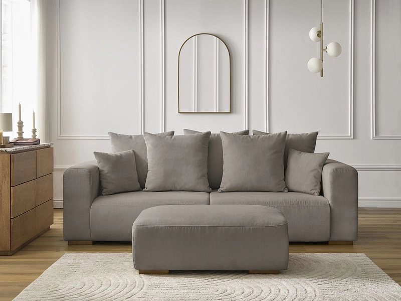 Canapé 3 places avec pouf BOBOCHIC SIDONIE