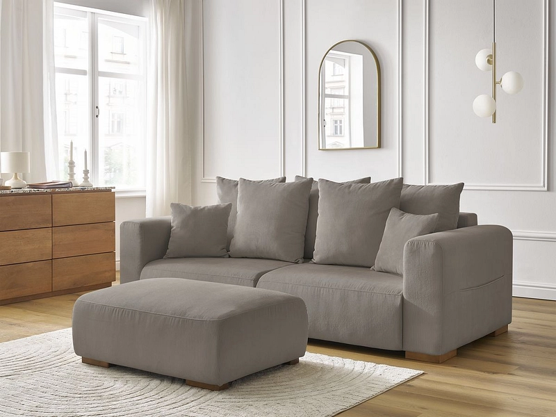 Canapé 3 places avec pouf BOBOCHIC SIDONIE