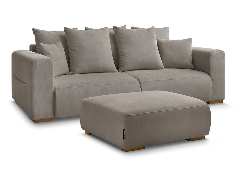 Canapé 3 places avec pouf BOBOCHIC SIDONIE