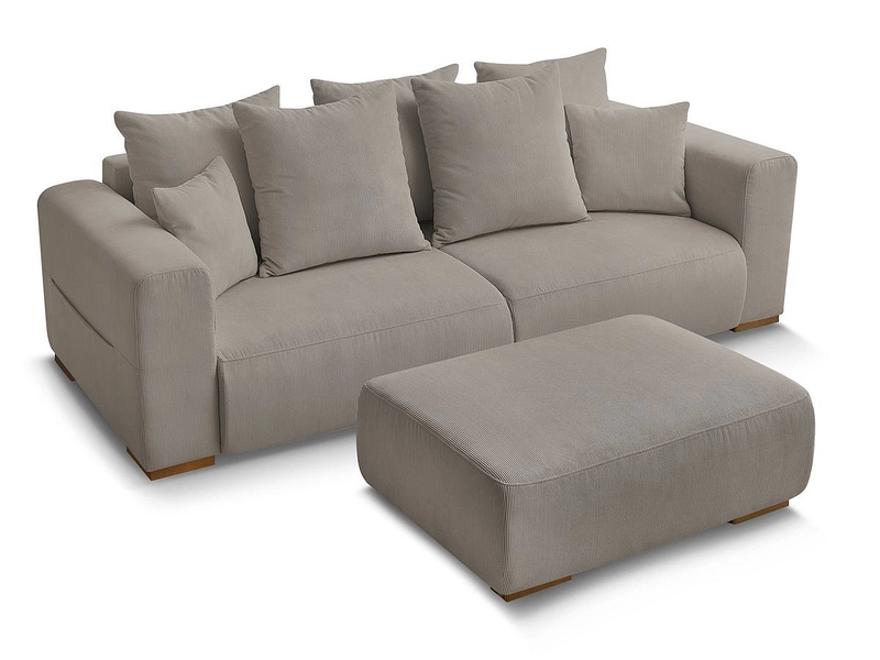 Canapé 3 places avec pouf BOBOCHIC SIDONIE