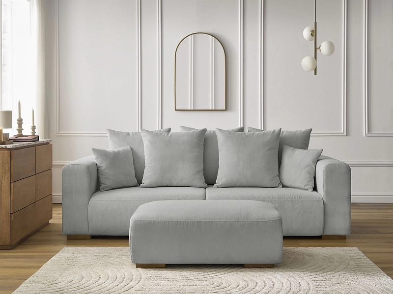 Canapé 3 places avec pouf BOBOCHIC SIDONIE