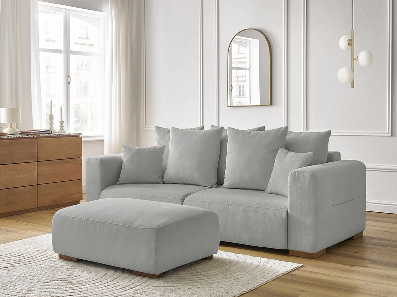 Canapé 3 places avec pouf BOBOCHIC SIDONIE