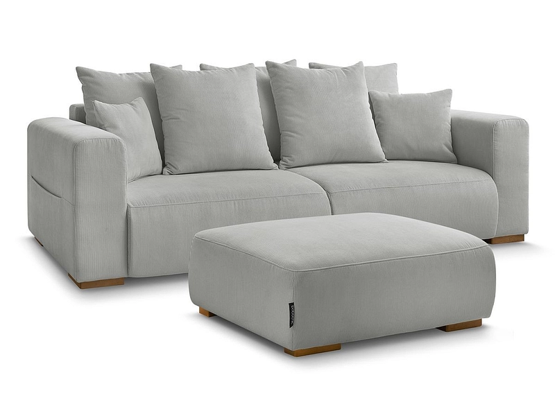 Canapé 3 places avec pouf BOBOCHIC SIDONIE