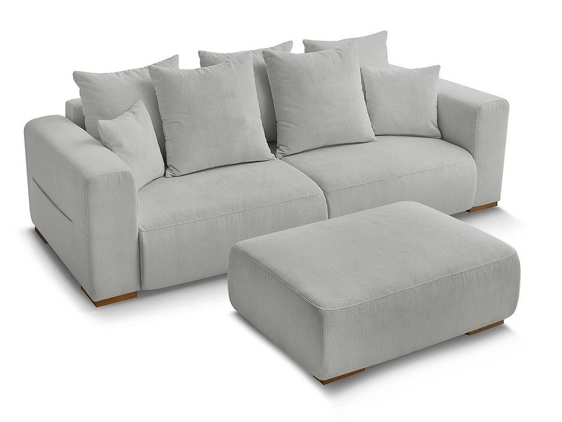 Canapé 3 places avec pouf BOBOCHIC SIDONIE