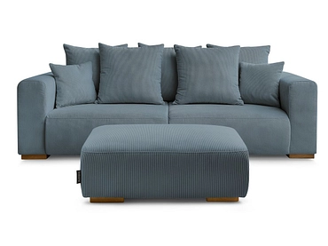 Canapé 3 places avec pouf BOBOCHIC SIDONIE