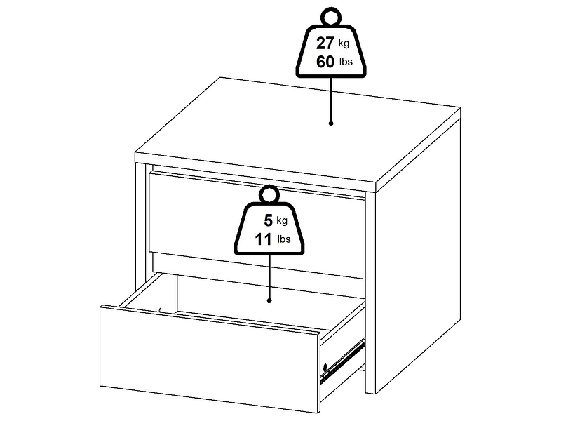 Nachttisch NEXT 2 Schubladen