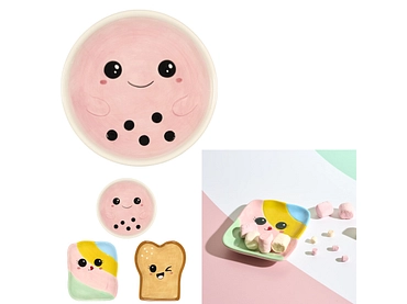 Teller KAWAII Keramik mehrfarbig
