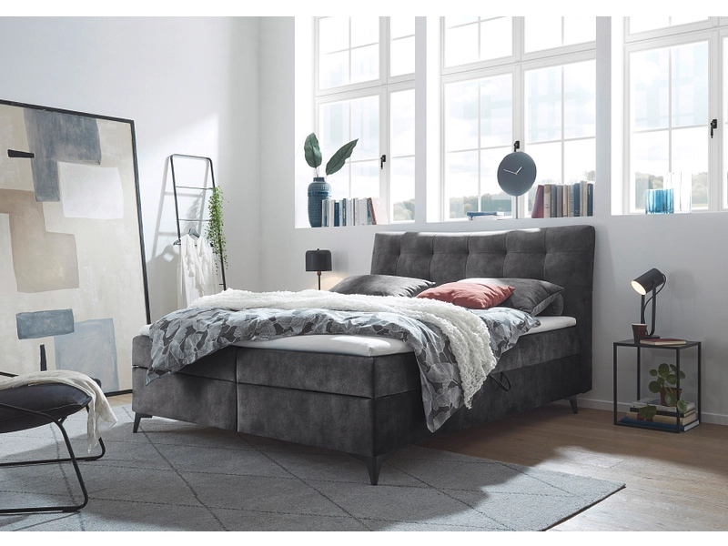Boxspringbett MELROSE anthrazit