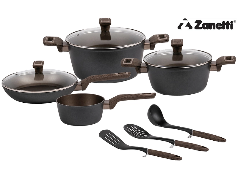 ZANETTI Set cuisson TERRA aluminium marron