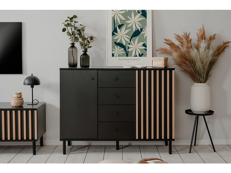 Kommode MEDAN 2 Türen 4 Schubladen Kommode MEDAN 2 Türen 4 Schubladen