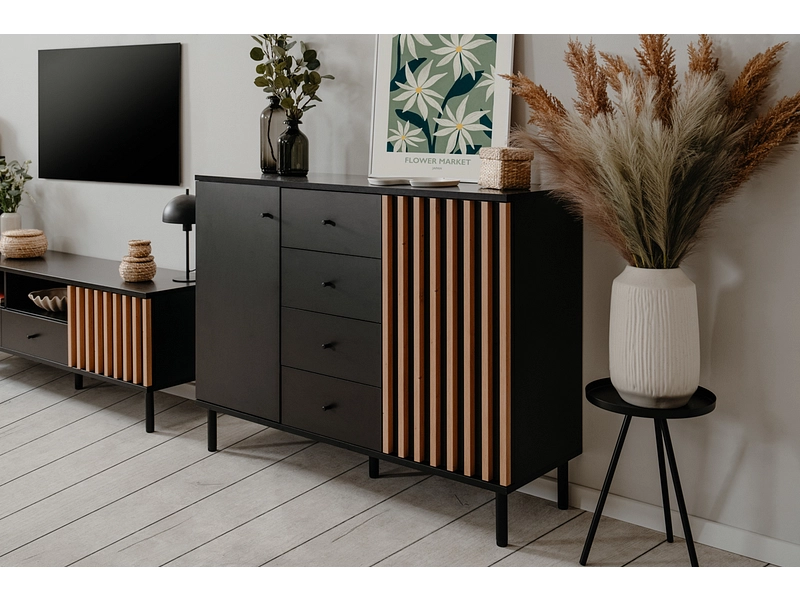 Kommode MEDAN 2 Türen 4 Schubladen Kommode MEDAN 2 Türen 4 Schubladen