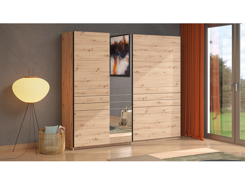 Armoire portes coulissantes JASPER chêne artisan
