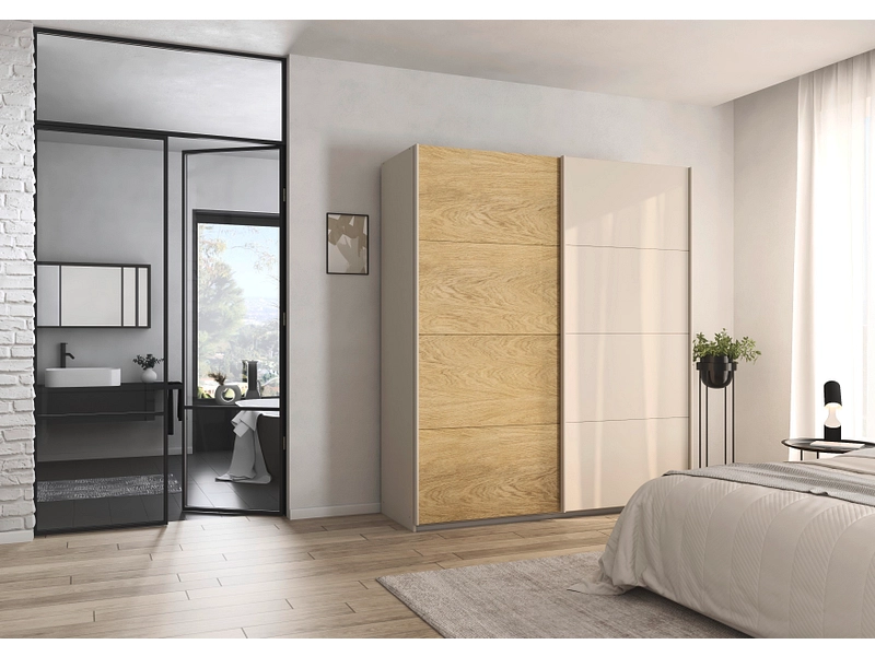 Armoire portes coulissantes MATTERHORN chêne artisan