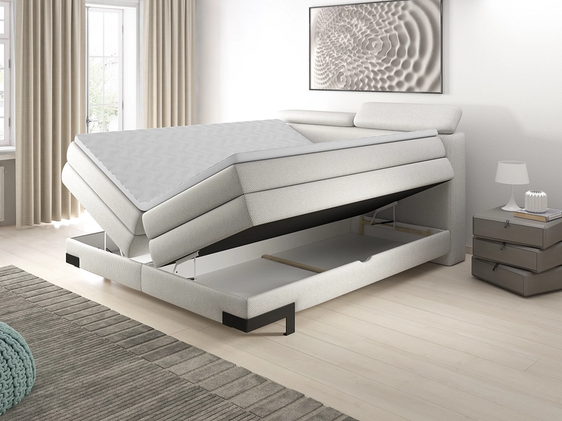 Boxspring KANO gris clair