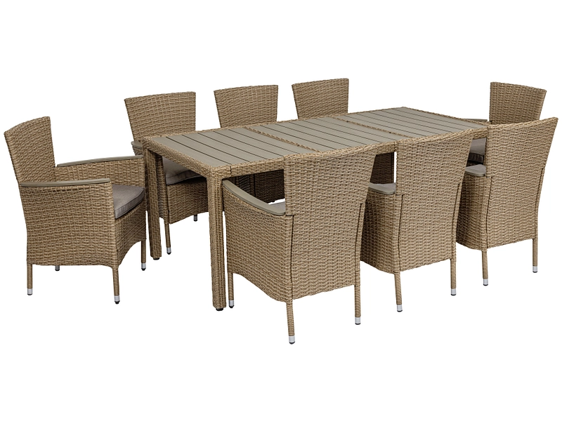 Set Gartentisch und Gartenstühle BARI Rattan synthetisch braun