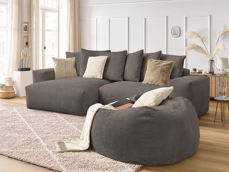 Divano ad angolo con pouf BOBOCHIC VOLTAIRE